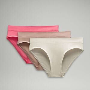 Lululemon UnderEase Mid Rise Bikini Underwear 3 Pack size S SAKP/ADAT/BONE